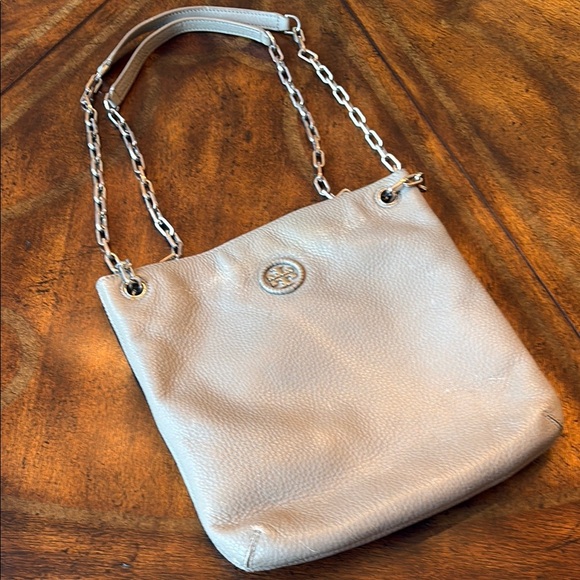 Tory Burch Handbags - Tory Burch Taupe Crossbody Bag with Pebbled Leather